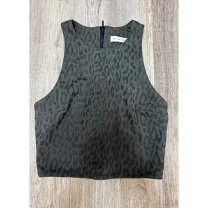 Bec‎ & Bridge Sleeveless Top Leopard Print Green Crop Tank Size 4